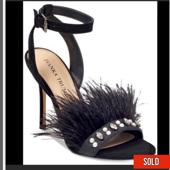 Ivanka Trump Shoes - IVANKA TRUMP SUEDE/JEWELED OSTRICH FEATHER HEELS